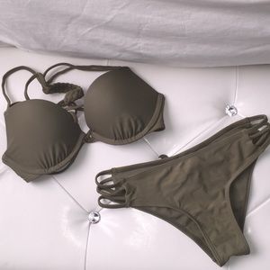 NWOT hollister braided racer back olive bikini